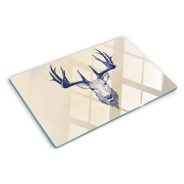 Tagliere in vetro con illustrazione di un alce con le corna