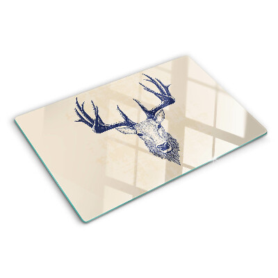 Tagliere in vetro con illustrazione di un alce con le corna