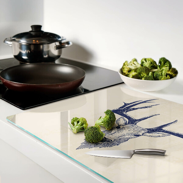 Tagliere in vetro con illustrazione di un alce con le corna