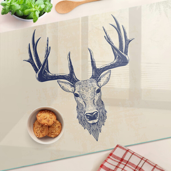 Tagliere in vetro con illustrazione di un alce con le corna