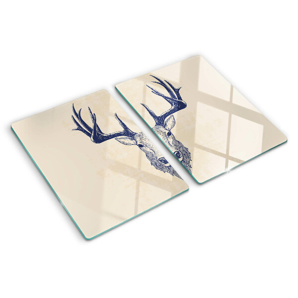 Tagliere in vetro con illustrazione di un alce con le corna