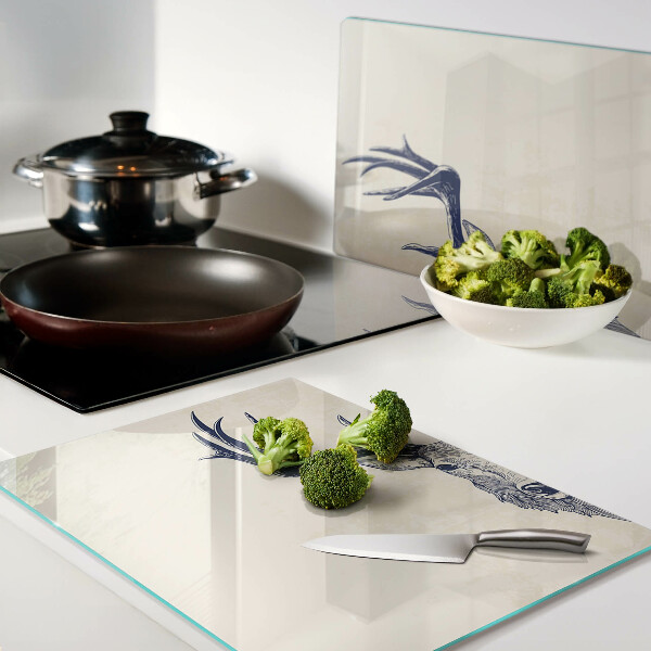 Tagliere in vetro con illustrazione di un alce con le corna