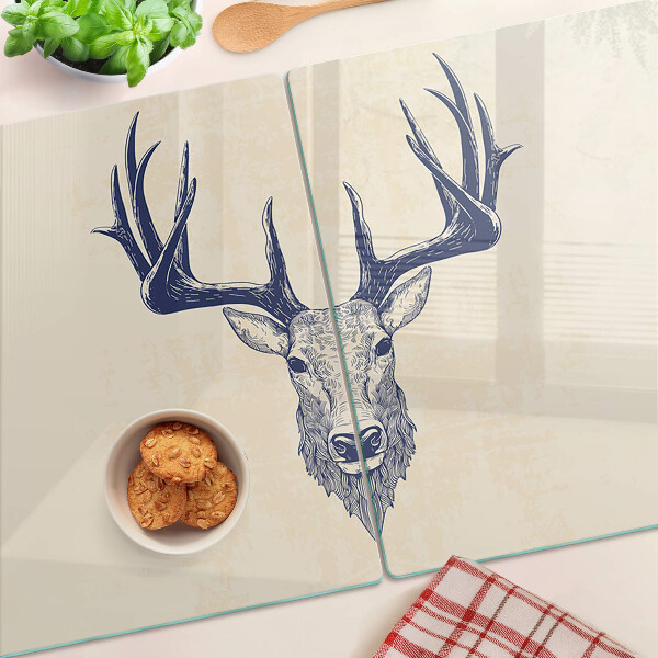 Tagliere in vetro con illustrazione di un alce con le corna