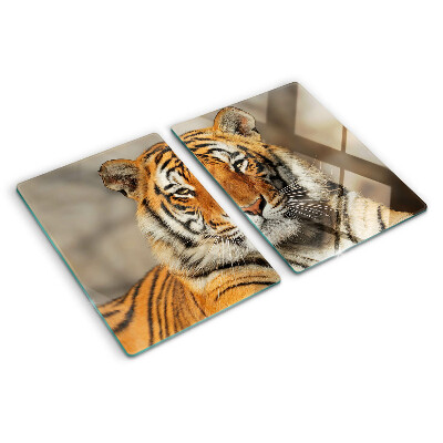 Tagliere in vetro temperato con stampa raffigurante una tigre in una posa naturale