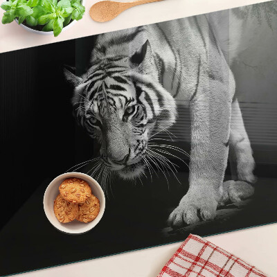 Tagliere in vetro temperato Tigre in bianco e nero