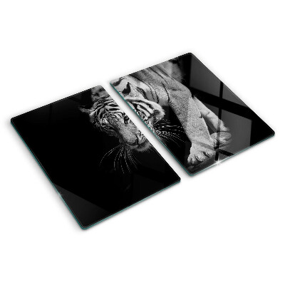 Tagliere in vetro temperato con motivo a tigre in bianco e nero