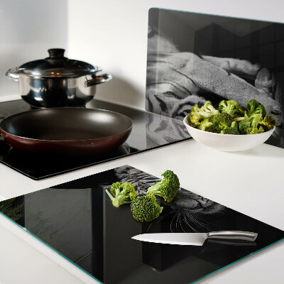 Tagliere in vetro temperato con motivo a tigre in bianco e nero