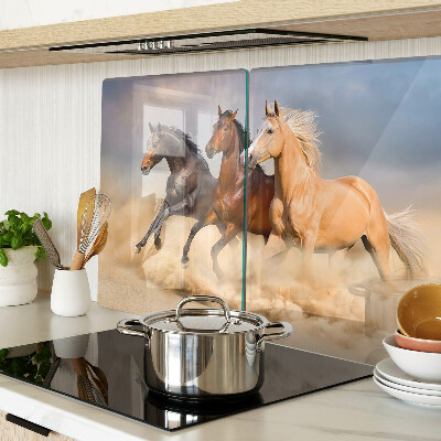 Tagliere in vetro temperato con stampa raffigurante cavalli al galoppo