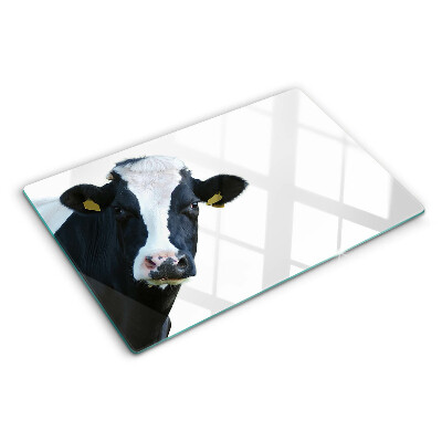 Tagliere in vetro temperato con stampa di mucca curiosa
