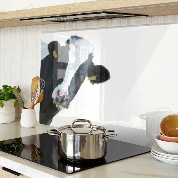 Tagliere in vetro temperato con stampa di mucca curiosa