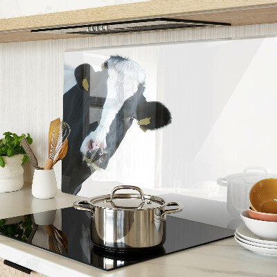 Tagliere in vetro temperato con stampa di mucca curiosa