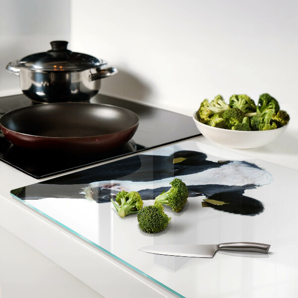 Tagliere in vetro temperato con stampa di mucca curiosa