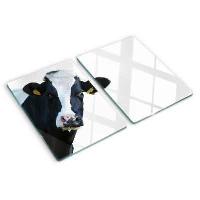 Tagliere in vetro temperato con stampa di mucca curiosa