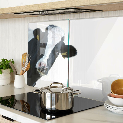 Tagliere in vetro temperato con stampa di mucca curiosa