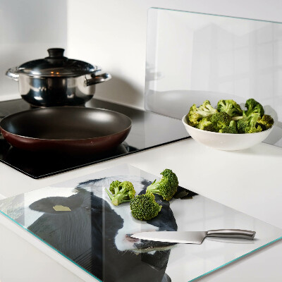 Tagliere in vetro temperato con stampa di mucca curiosa