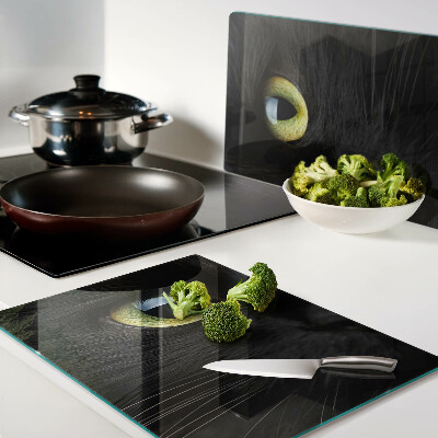 Tagliere in vetro con stampa di un gatto nero dagli occhi verdi