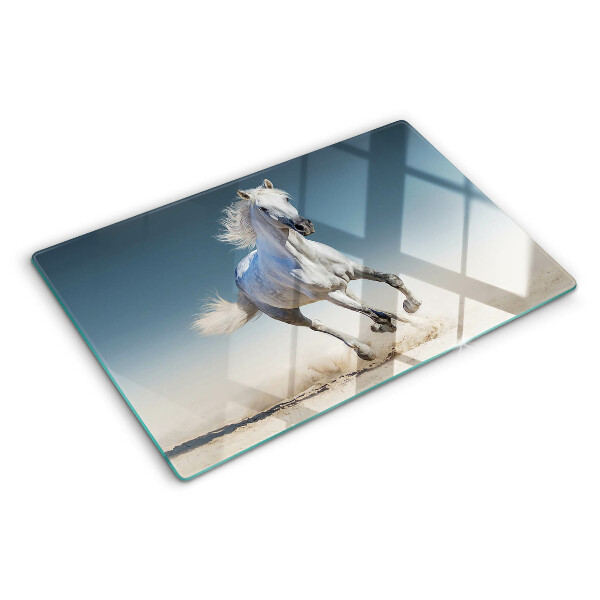 Tagliere in vetro Cavallo bianco in movimento