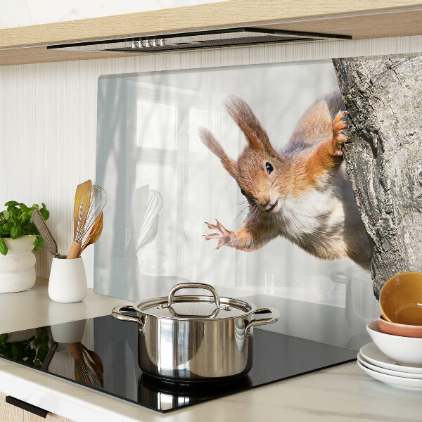 Tagliere in vetro temperato con decorazione di uno scoiattolo su un ramo