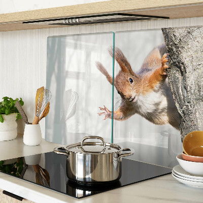 Tagliere in vetro temperato con decorazione di uno scoiattolo su un ramo