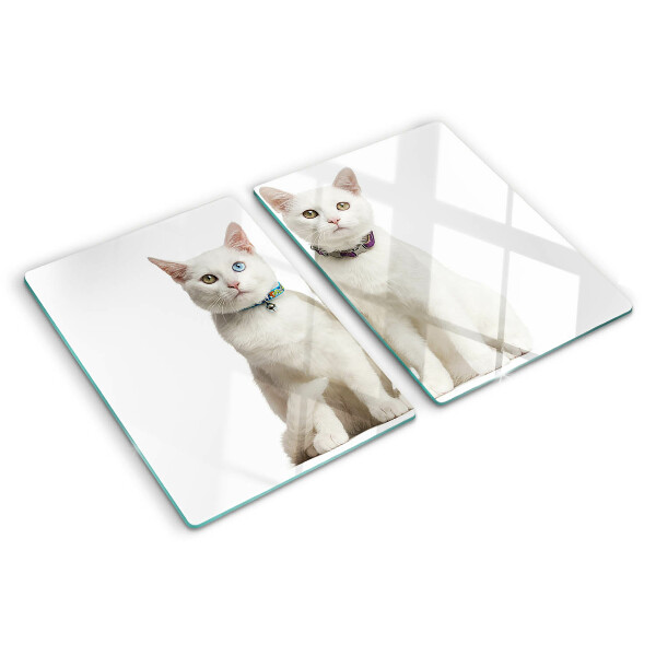 Tagliere in vetro temperato Gatti bianchi con occhi di colore diverso
