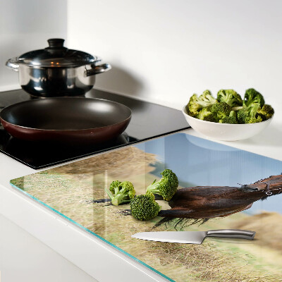 Tagliere in vetro con stampa di un cavallo sul prato