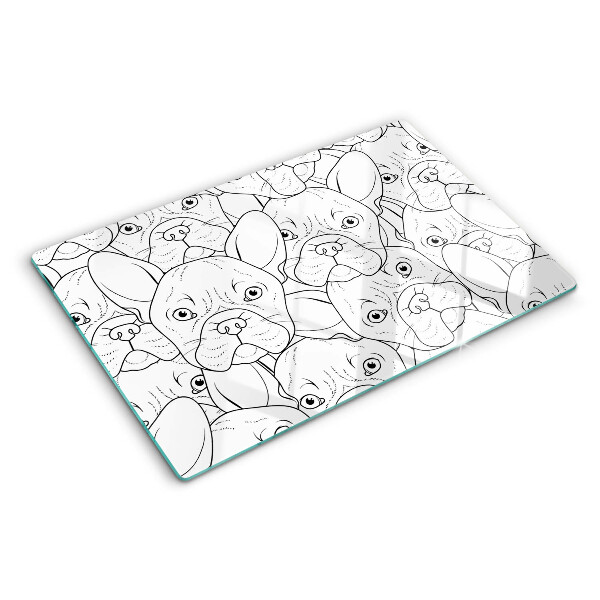 Tagliere in vetro temperato con stampa di bulldog francese