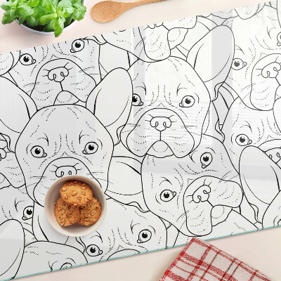 Tagliere in vetro temperato con stampa di bulldog francese