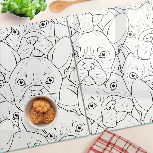 Tagliere in vetro temperato con stampa di bulldog francese