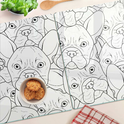 Tagliere in vetro temperato con stampa di bulldog francese