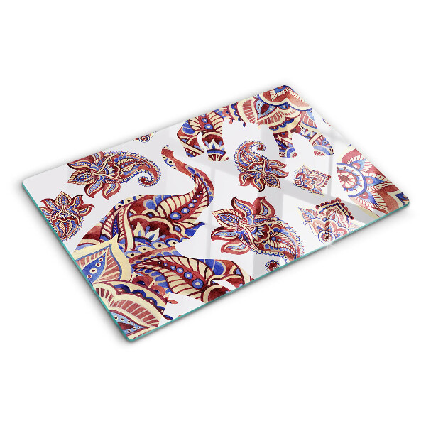 Tagliere in vetro con motivo paisley e fiori