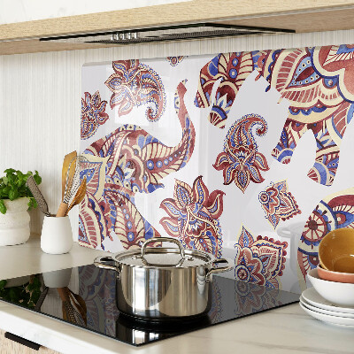 Tagliere in vetro con motivo paisley e fiori