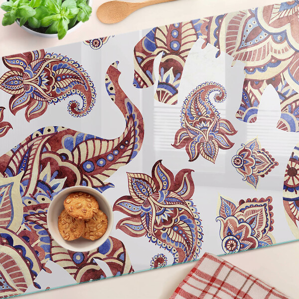 Tagliere in vetro con motivo paisley e fiori