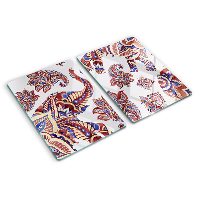 Tagliere in vetro con motivo paisley e fiori