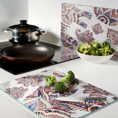 Tagliere in vetro con motivo paisley e fiori