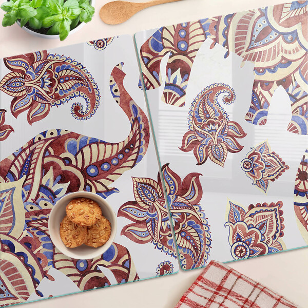 Tagliere in vetro con motivo paisley e fiori