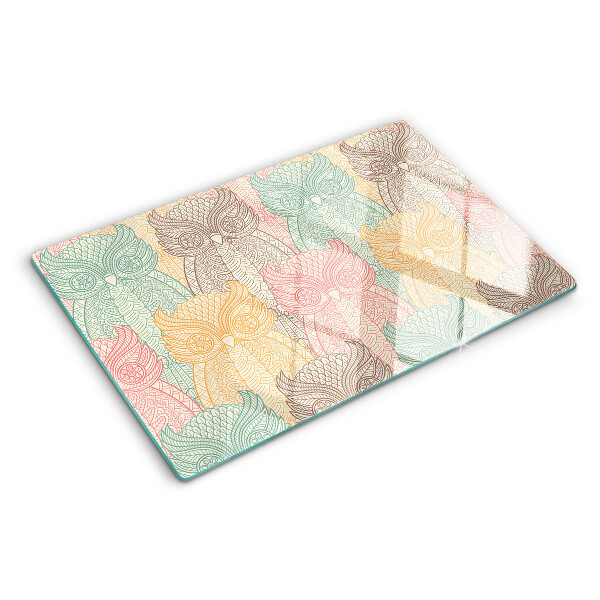 Tagliere in vetro temperato con motivo floreale e uccelli