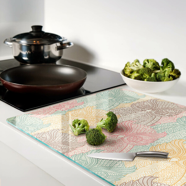 Tagliere in vetro temperato con motivo floreale e uccelli