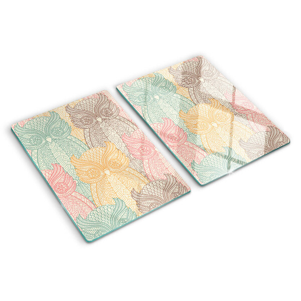 Tagliere in vetro temperato con motivo floreale e uccelli