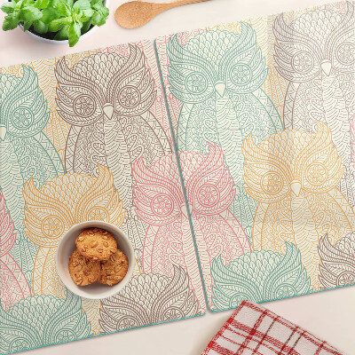 Tagliere in vetro temperato con motivo floreale e uccelli