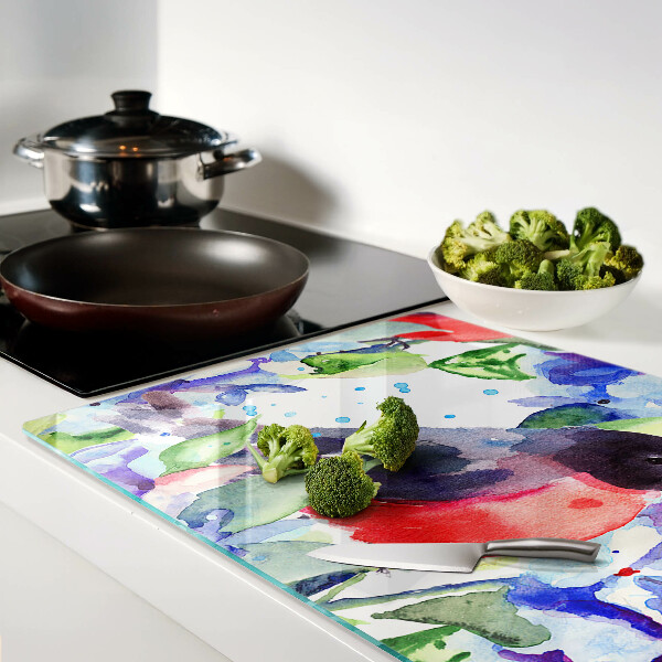 Tagliere in vetro temperato con motivo di uccello su sfondo floreale