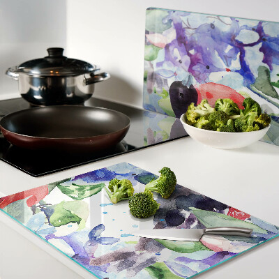 Tagliere in vetro temperato con motivo di uccello su sfondo floreale