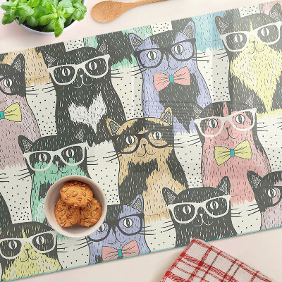 Tagliere in vetro Gatti con gli occhiali