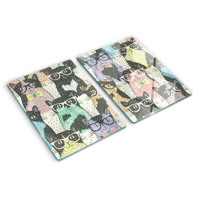 Tagliere in vetro con stampa di gatti con gli occhiali