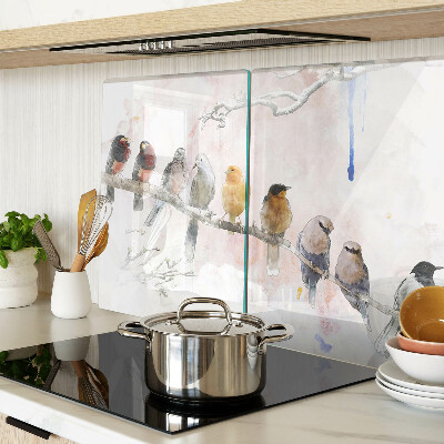 Tagliere in vetro temperato con stampa di uccelli su un ramo