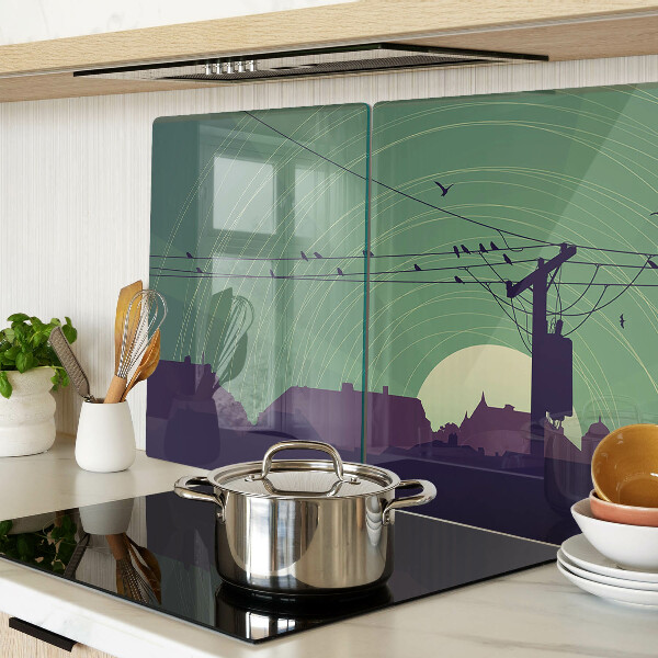 Tagliere in vetro con stampa di uccelli sui fili elettrici