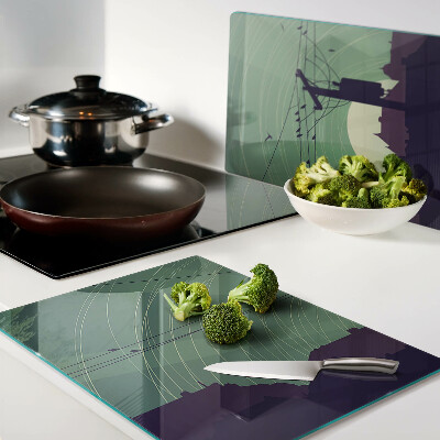 Tagliere in vetro con stampa di uccelli sui fili elettrici