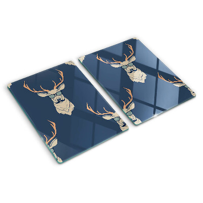 Tagliere in vetro temperato con stampa di una renna che indossa occhiali da sole