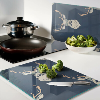 Tagliere in vetro temperato con stampa di una renna che indossa occhiali da sole