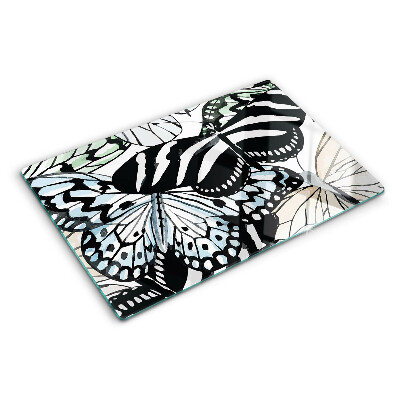 Tagliere in vetro temperato con motivo di farfalle multicolori