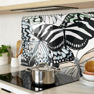 Tagliere in vetro temperato con motivo di farfalle multicolori